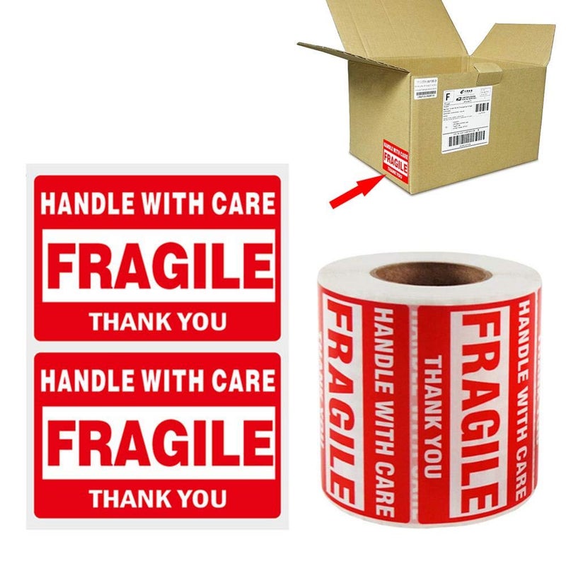 Immuson Warning Fragile Tape, 3" X 2" Fragile Handle with Care Warning Stickers for Shipping and Packing,500 Labels Per Roll (1 Roll) - Image 2
